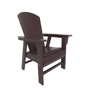 Altura Outdoor Patio Fade Resistant HDPE Plastic Adirondack Style Dining Chair with Arms in Dark Brown