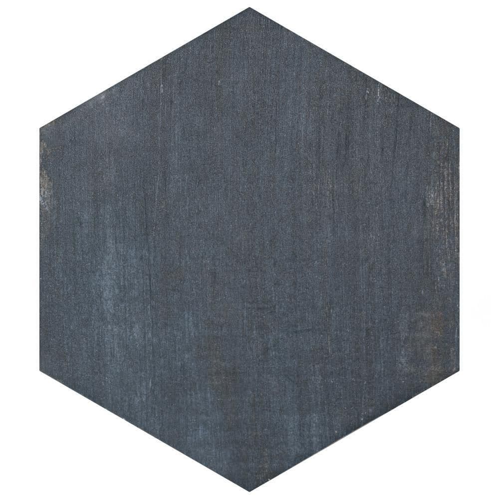 Retro Blue Matte Hexagonal Porcelain Tile 7" x 8"