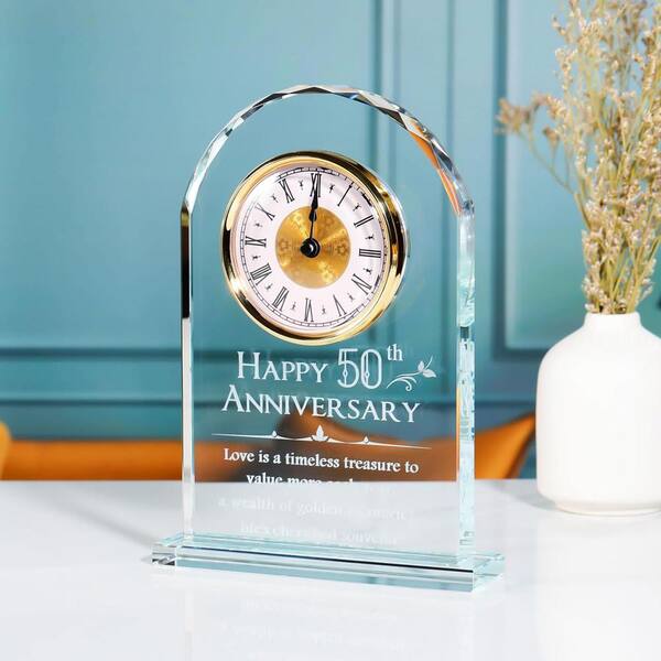 thumbnail image 2 of Handmade Personalised 50th Golden Wedding Anniversary Clock – 30cm Acrylic, Analogue 2 of 6