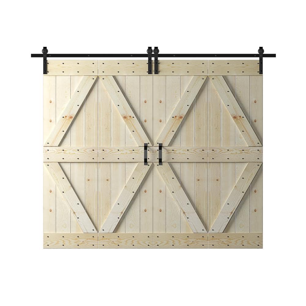 Coast Sequoia 72in. X 84in. Embossing K Series Unfinished Solid Pine Wood Bi-Fold Barn Door With Sliding Hardware Kit price history on PriceWatchPro