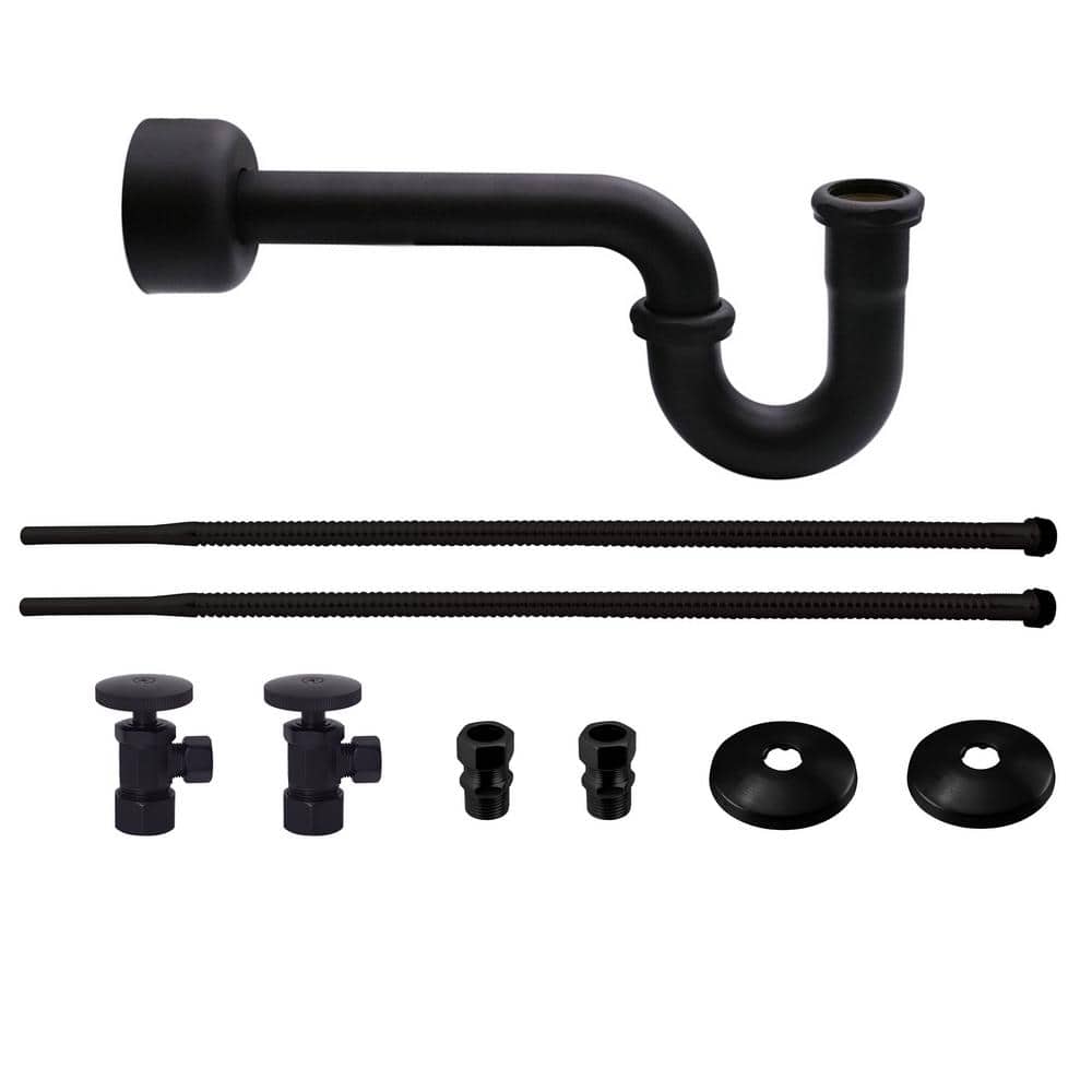 Westbrass Standard Pedestal Lavatory Supply Kit Matte Black D1538L62