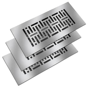 Low Profile 10 in. x 4 in. Steel Floor Register in Silver Woven Pattern (3-Pack)