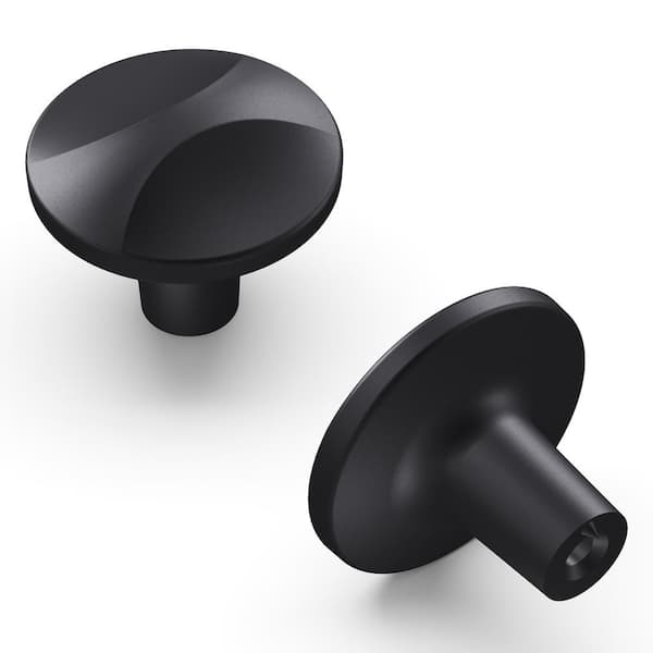 Crest Collection Knob 1-1/4 in. Diameter Matte Black Finish Modern Zinc Knob (10 Pack)