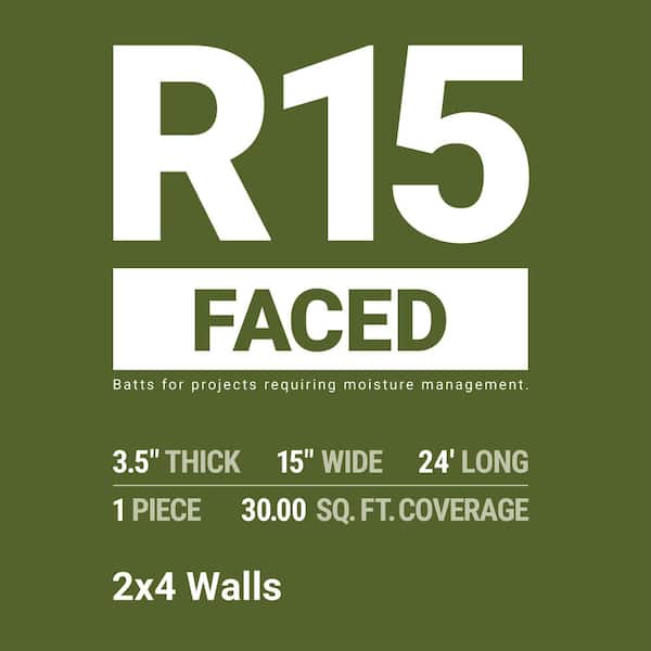 R- 15 Faced Fiberglass Insulation Roll 15 in. x 24 ft. (1 Roll)