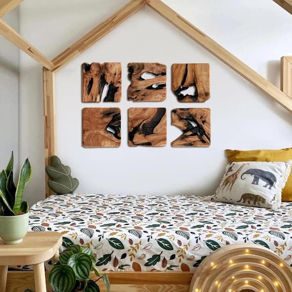 4-Piece) 12 in. x 12 in. Brown Wood's Natural Grain by Abstract