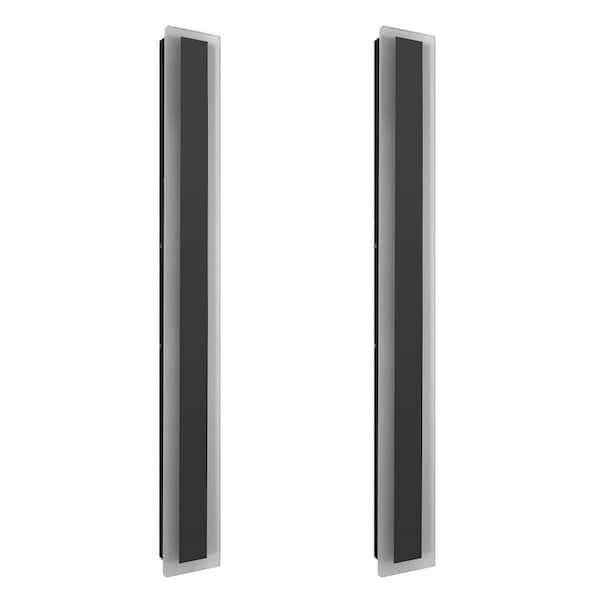 43 in. Matte Black 1-Light Lantern Wall Sconce Integrated LED Outdoor Wall Light