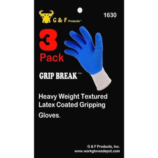 G & F Knit Work Gloves 3100S-DZ, Textured Rubber Latex Coated, 12-Pairs,  Men's Size Small 