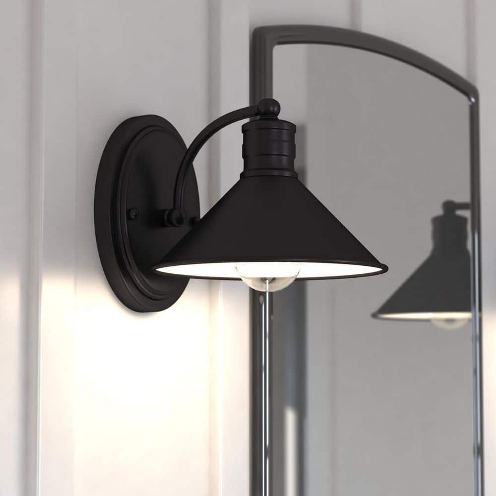 Akron 8" Bronze and White Farmhouse Wall Sconce