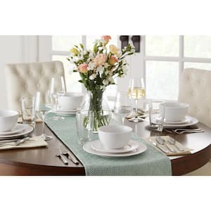 Leighton 16-Piece Textured White Stoneware Dinnerware Set (Service for 4)