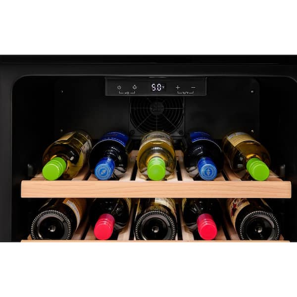 34.2 in. Dual Zone Stainless Steel Beverage and Wine Cooler in Wood Red  with 2 Door, 7 Level Thermostat Removable Shelve Q-14-3 - The Home Depot