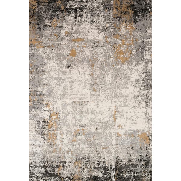 LOLOI II Alchemy Granite/Gold 3 ft. 4 in. x 5 ft. 7 in. Contemporary Abstract Area Rug