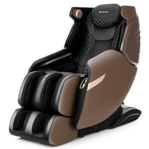 3D SL-Track Electric Full Body Zero Gravity Shiatsu Massage Chair with Heat Roller in Brown+Black
