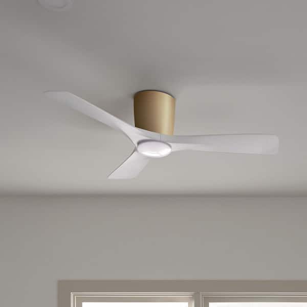 48" Inch Volos 3 Blade Downrod Mount Indoor Ceiling Fan in Champagne Bronze with Matte White Blades