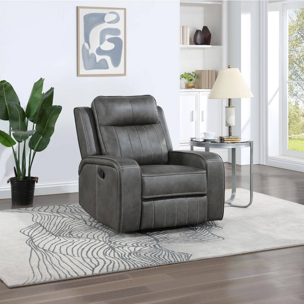 Gray Faux Leather Manual Recliner with Lift