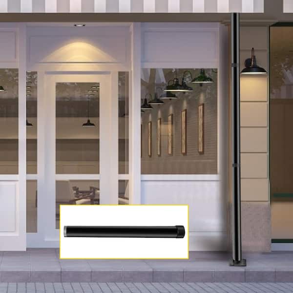 21 in. H x 3 in. Dia Sail Pole Extension Powder Coated Heavy-Duty Steel Sun Shade Extension Pole for Deck in Black
