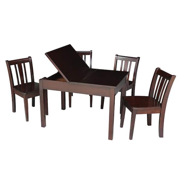 International Concepts Jorden Lift-top Storage 5-Piece Mocha Kid's Table Set