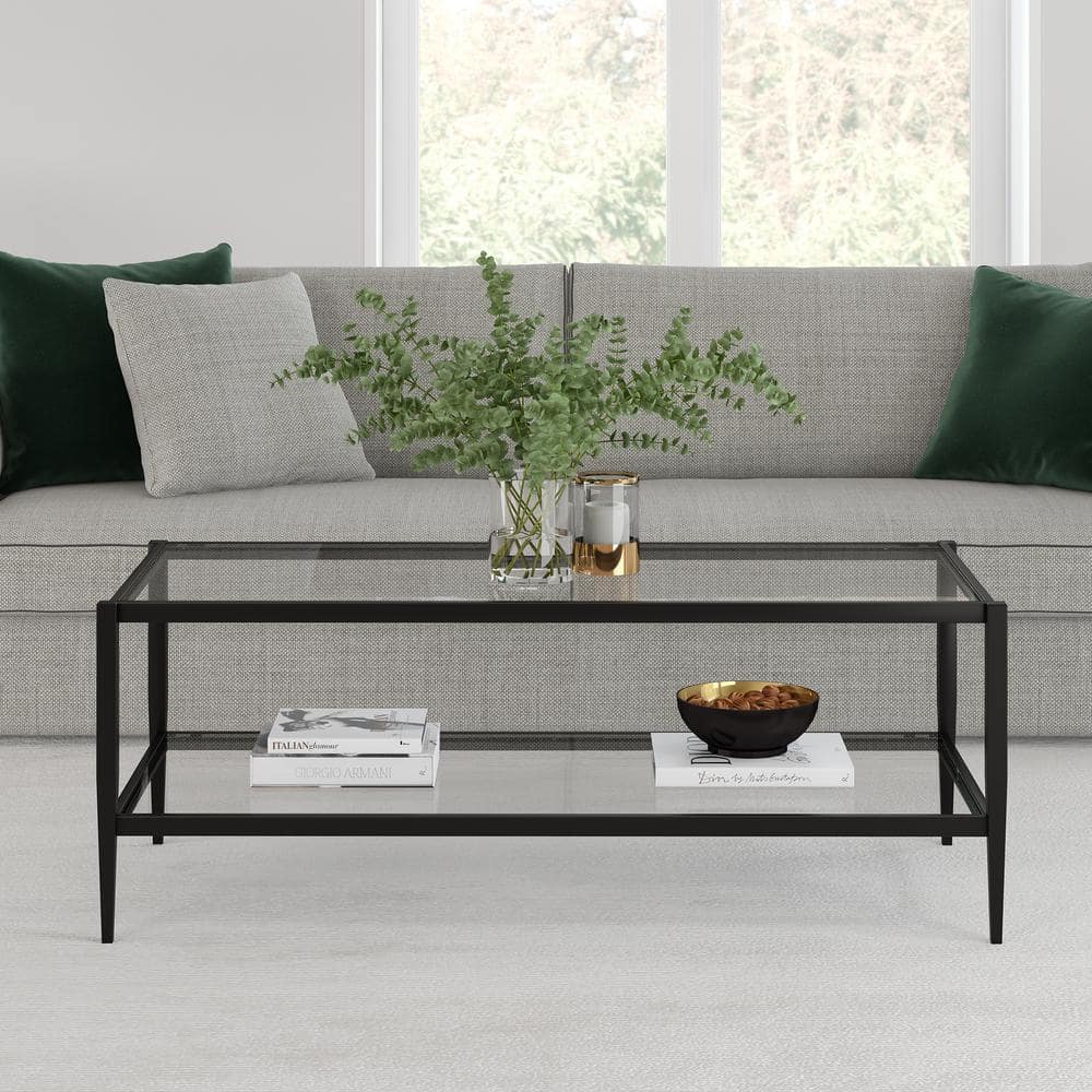 Wilda Rectangular Blackened Bronze Metal & Glass Coffee Table
