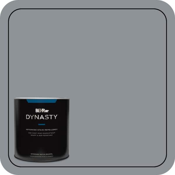 BEHR DYNASTY 1 qt. #PPU18-04 Dark Pewter One-Coat Hide Satin Enamel Interior Stain-Blocking Paint & Primer