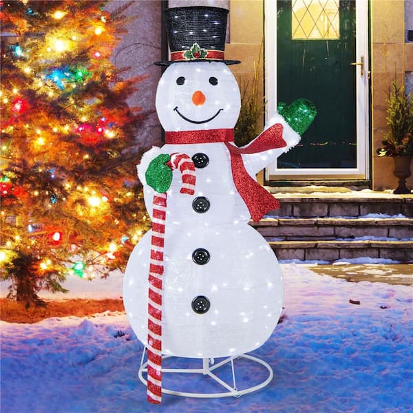 Costway 5 ft. Pre-lit Christmas Snowman Pop-up Xmas Holiday