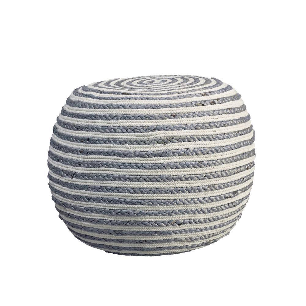 Amelia Gray Cotton Round Accent Ottoman