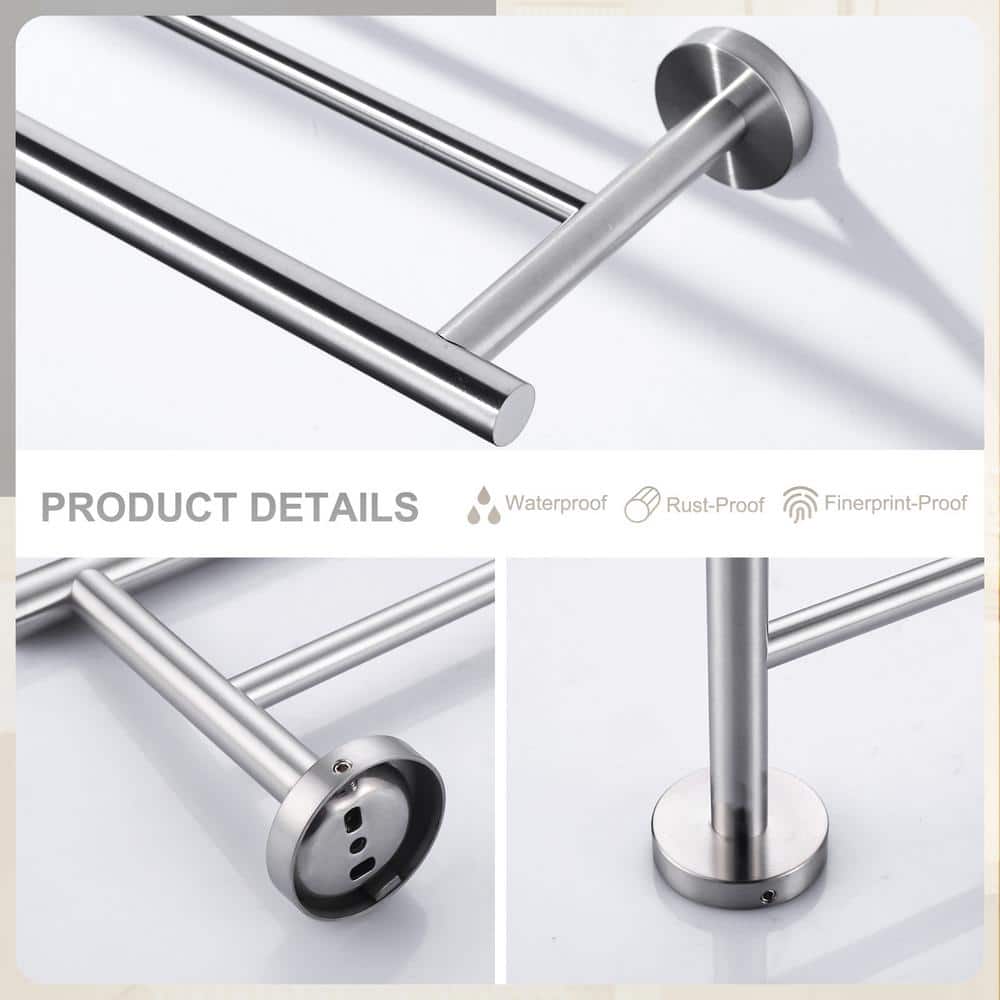 36 Inch Brushed Nickel Stainless Steel Double Towel Bar