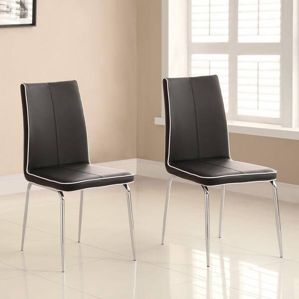 HomeSullivan Bergen Black Faux Leather Side Chair (Set of 2)