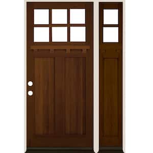 50 in. x 80 in. Craftsman Right-Hand/Inswing Clear Glass Provincial Stain Wood Prehung Front DoorRight Sidelite