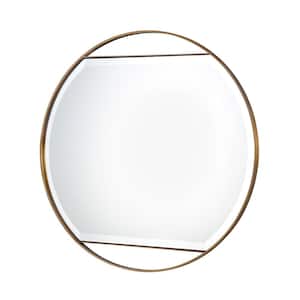 32 in. x 32 in. Modern Round Framed Brass Mirror
