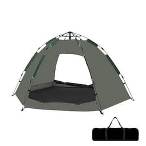 4-Person Waterproof Polyester Camping Dome Tent, Portable Backpack Tent in Antique Black