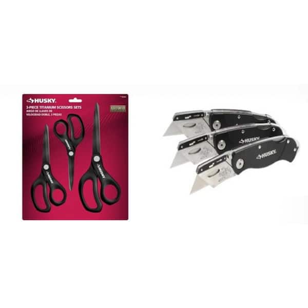 Husky Titanium Scissors Set (3-Piece) 98385 - The Home Depot