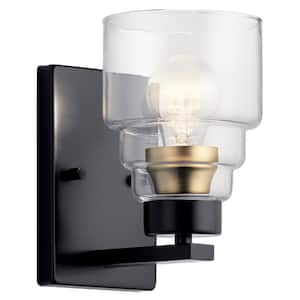 Vionnet 1-Light Black Bathroom Indoor Wall Sconce with Clear Glass Shade