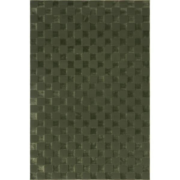 nuLOOM Alaiya Checkered Machine Washable Green 3 ft. x 8 ft. Modern Runner Rug