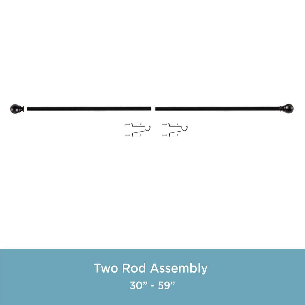 Layla Matte Black Adjustable Curtain Rod with Ball Finials