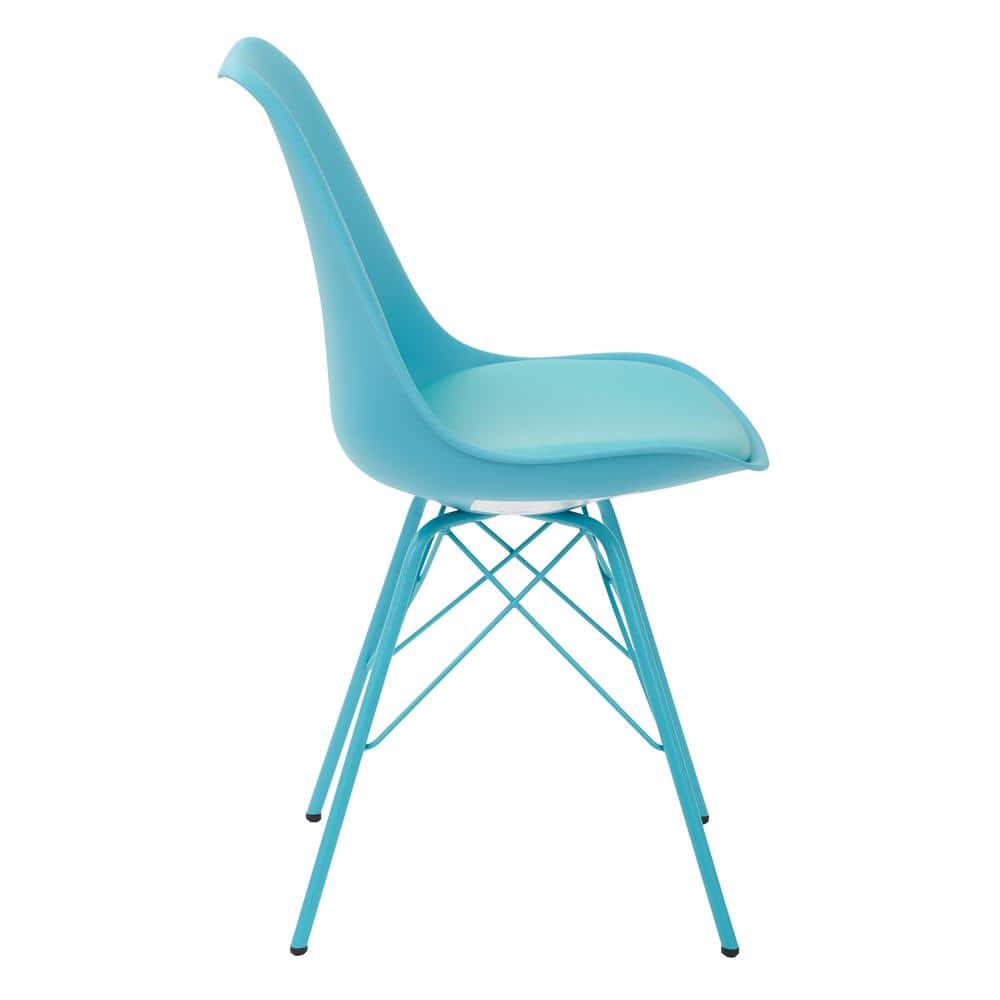 Modern Teal Faux Leather Upholstered Side Chair with Alloy Legs