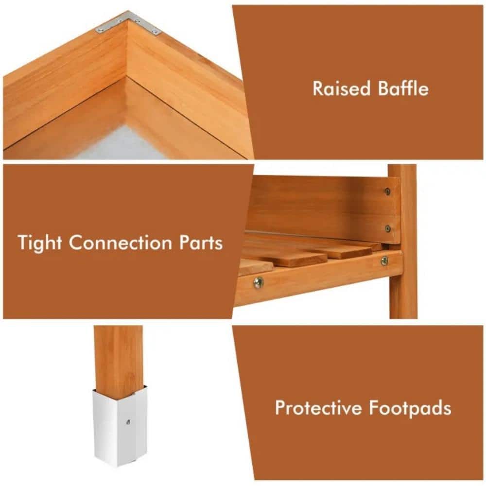 Natural Fir Wood Potting Bench with Galvanized Steel Top