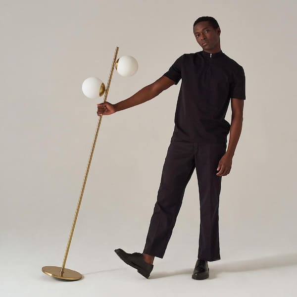 Brightech Sphere 65 in. Brass LED Floor Lamp with 2 Frosted Globe