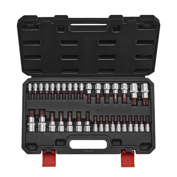 Torx Bit Socket Set, 34-Piece Solid Star and Tamper Proof T6-T70, S2 Alloy Steel and Cr-V Steel, for Hand Use