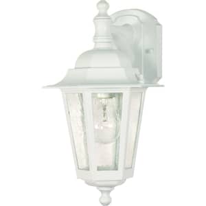1-Light Outdoor White Incandescent Wall Lantern Sconce