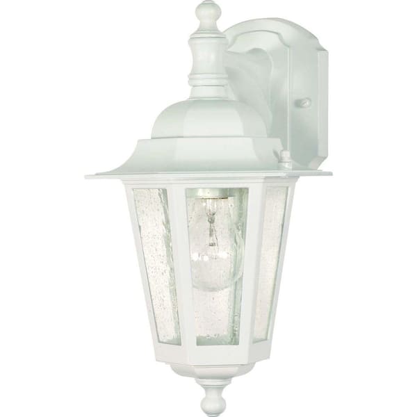 SATCO 1-Light Outdoor White Incandescent Wall Lantern Sconce