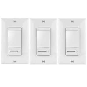LED Dimmer Switch, for Dimmable LED Incandescent and Halogen Bulbs, Single Pole or 3 Way with Wall Plates, White(3-Pack)