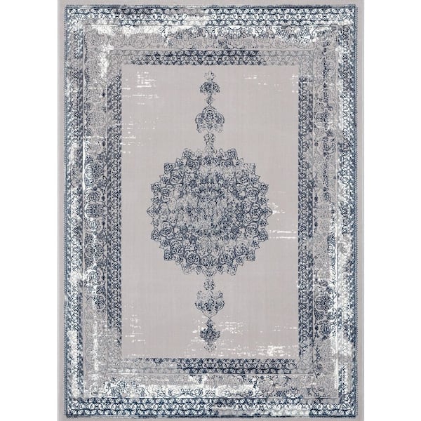 Well Woven Cairo Gemma Blue 5 ft. 3 in. x 7 ft. 3 in. Medallion Oriental Area Rug