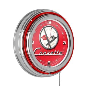 Corvette Red C1 Red Lighted Analog Neon Clock