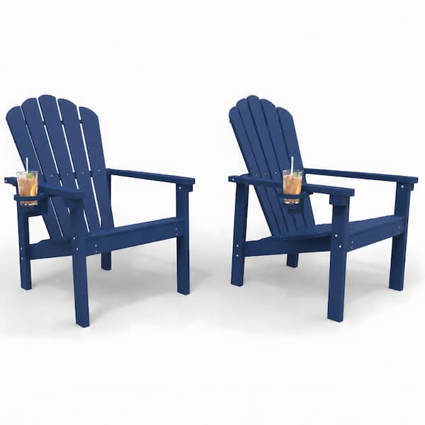 Thoeoe Outdoor HDPE Stackable Adirondack Chair with Cup Holder in