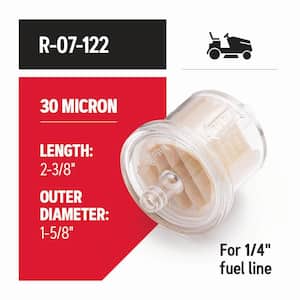 Fuel Filter for Riding Mowers, Fits Kawasaki, Kohler, Tecumseh, Briggs and Stratton