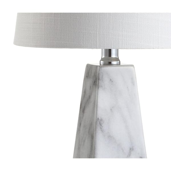 JONATHAN Y Owen 20.5 in. White Marble Resin LED Table Lamp