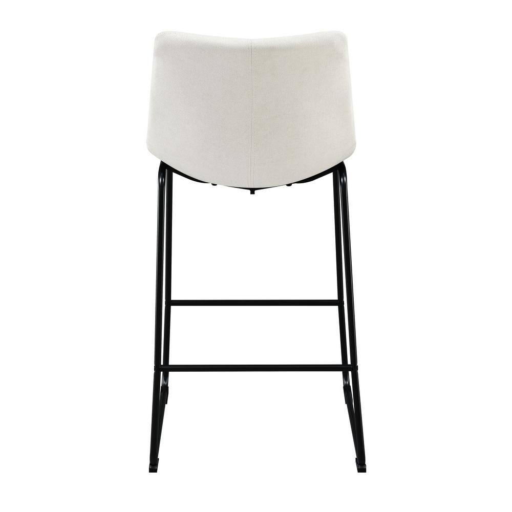 Linen White Industrial Leather & Metal 30" Bar Stool Set