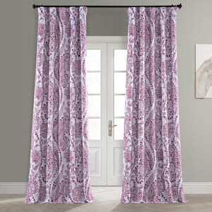 Tea Time Cranberry Pink Room Darkening Rod Pocket Curtain - 50 in. W x 108 in. L (1 Panel)