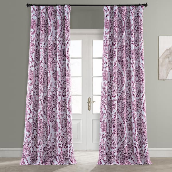 Exclusive Fabrics & Furnishings Tea Time Cranberry Pink Room Darkening Rod Pocket Curtain - 50 in. W x 108 in. L (1 Panel)