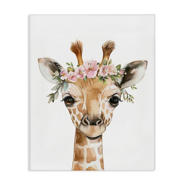 Nursery Floral Giraffe by LSR Design Studio Unframed Animal Graphic Art Print 40 in. x 30 in.
