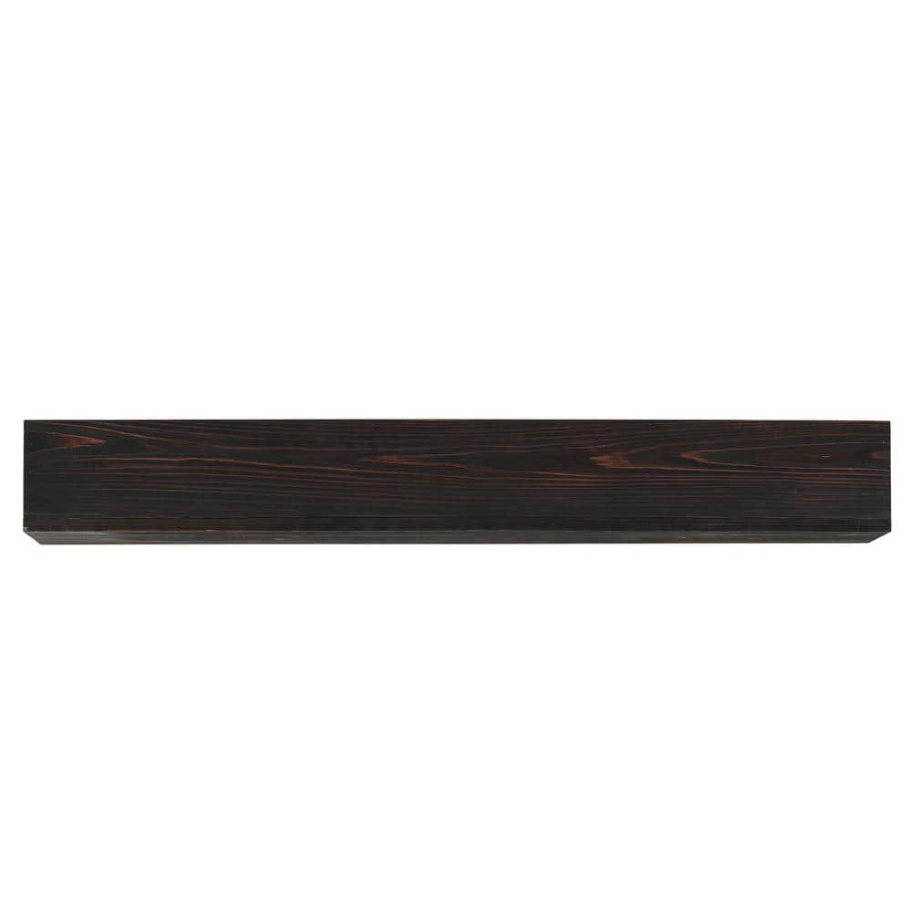 60 in. W x 9 in. D Espresso Wood Fireplace Mantel, Rustic Wall-Mounted and 